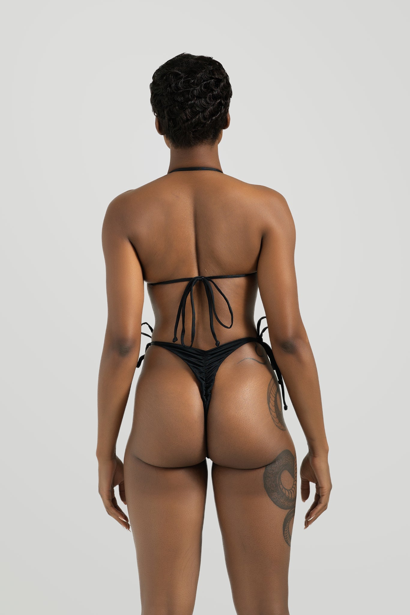 Raven Ruched Thong - Black