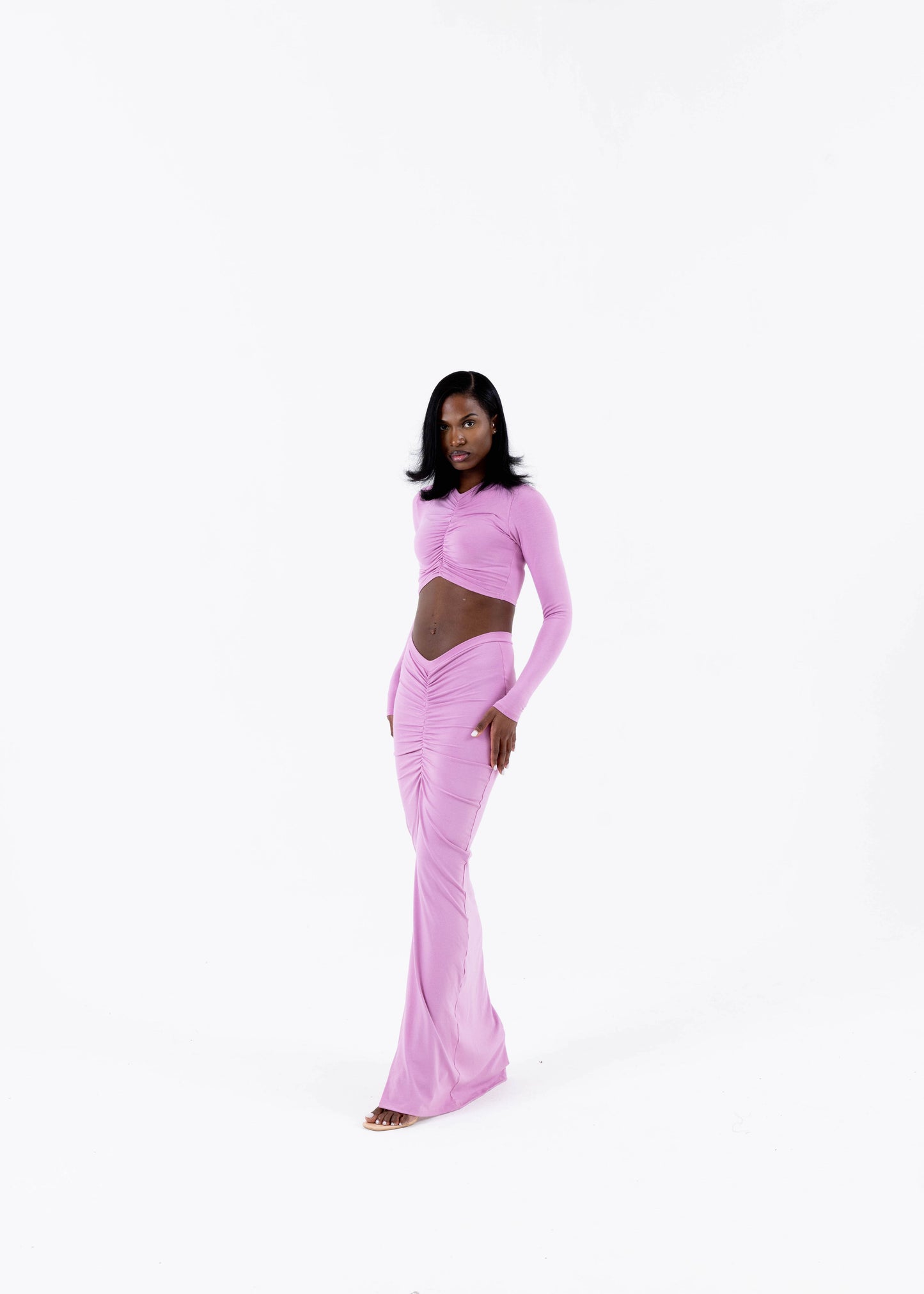 Krystal Ruched Long Sleeve Top - Orchid