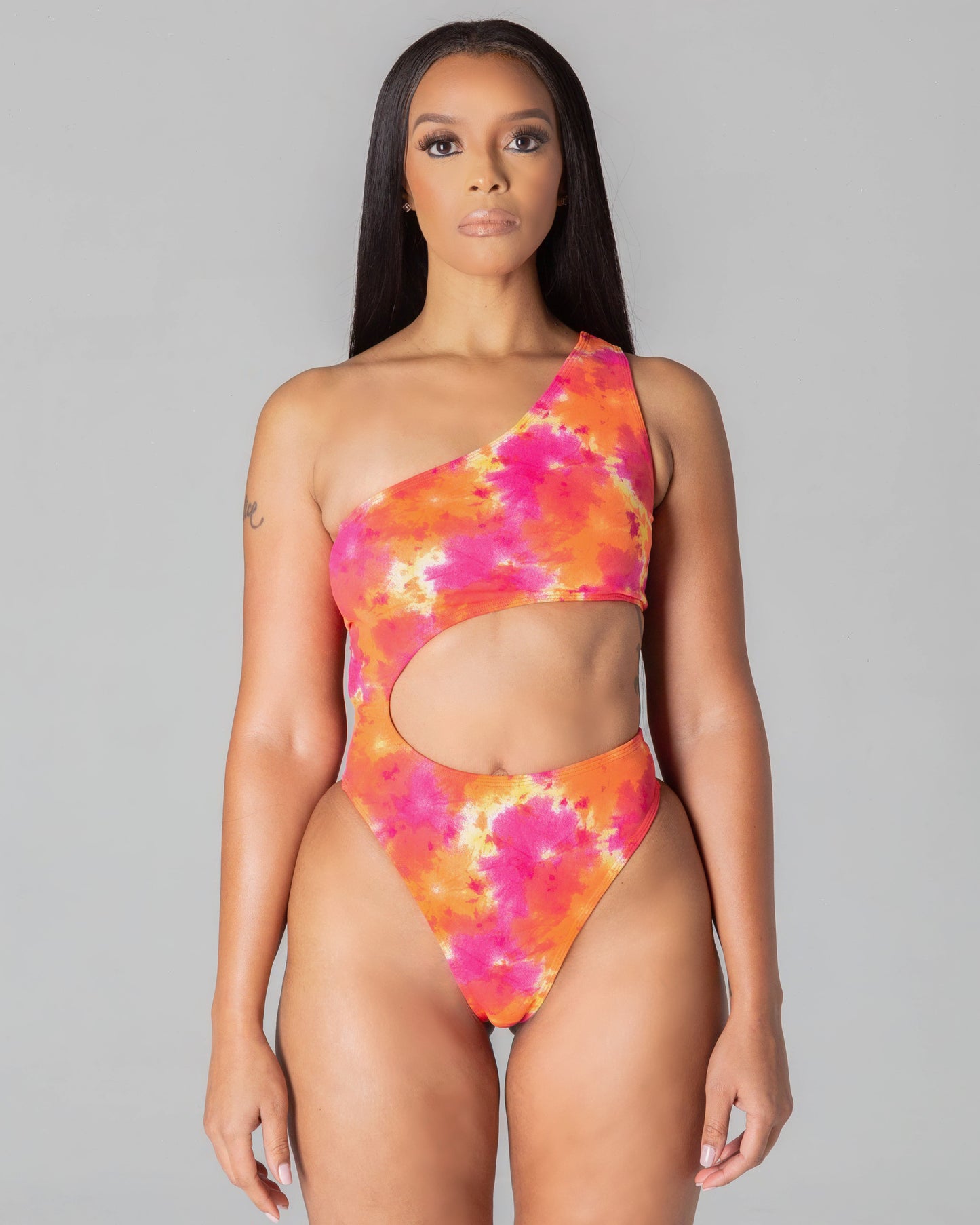 Nikki Cut Out One Piece - Pink/Orange